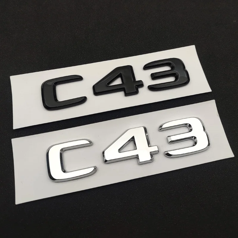 3d ABS Chrome Black C 43 Logotip C43 Emblem Črke Prtljažniku Avtomobila Značko Decal Za Mercedes Benz C43 AMG W204 W205 Nalepke, Dodatki