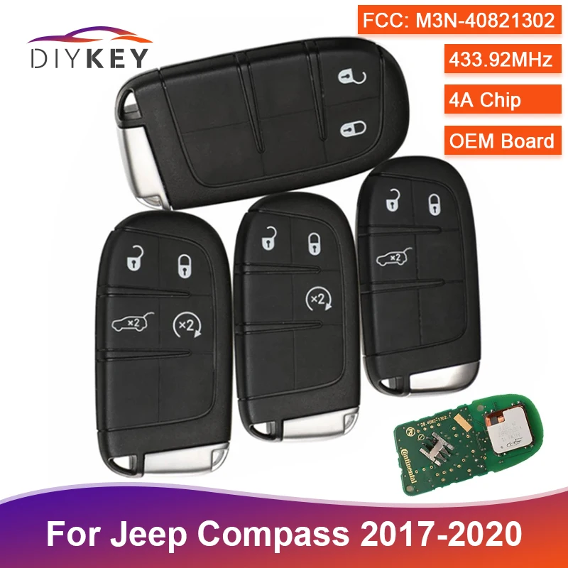 Original Za Jeep Compass 2017-2020 M3N-40821302 Smart Remote Control Ključne 433MHz 4A Čip Vstop brez ključa SIP22 Rezilo 2/3/4 Gumbi