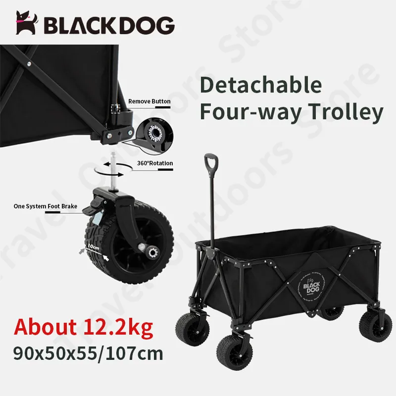 Naturehike Black Dog 2023 150L Zložljiv Voziček Prenosni Highcapacity Outdoor Camp Piknik Shranjevanje Handcart 120 kg Ležaj Teža